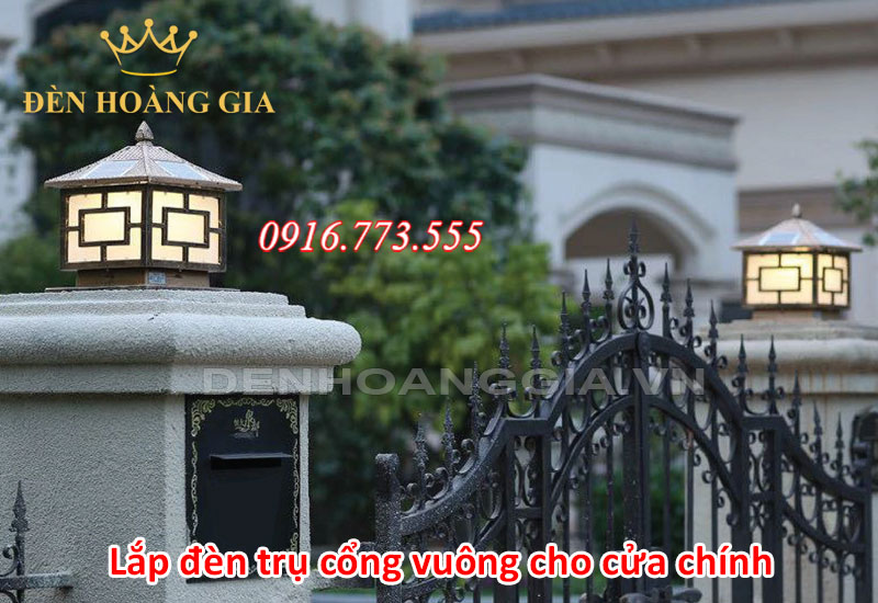 Lắp đèn trụ cổng vuông cho cửa chính