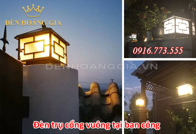 Lắp đèn trụ cổng vuông cho lan can ban công