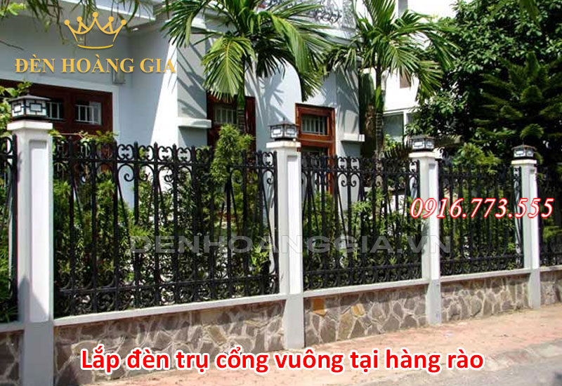 Lắp đèn trụ cổng vuông cho tường rào