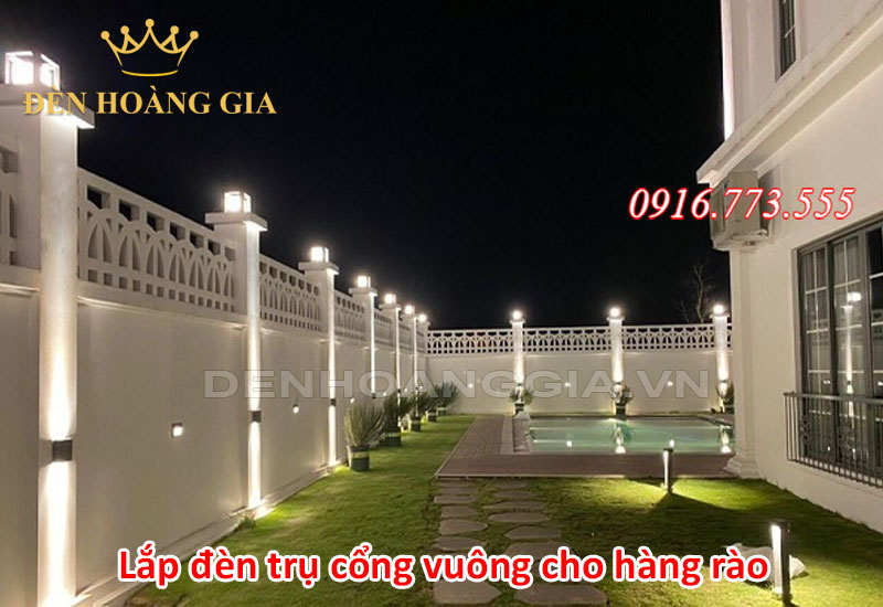 Đèn trụ trang trí và chiếu sáng cho tường rào làm nổi bật không gian ngoại thất
