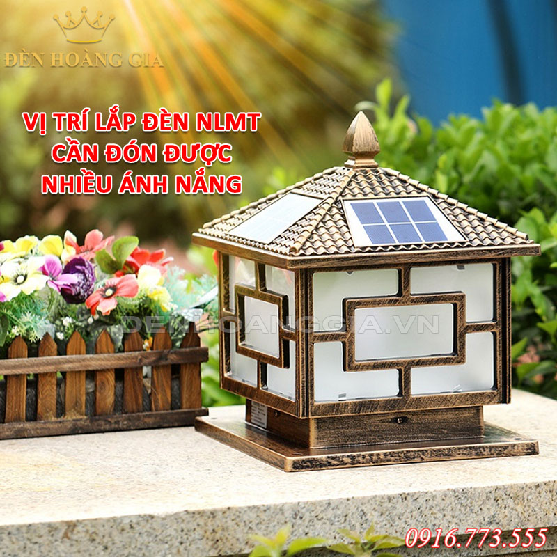 Chọn vị trí lắp đèn trụ cổng có thể hấp thụ được nhiều năng lượng mặt trời
