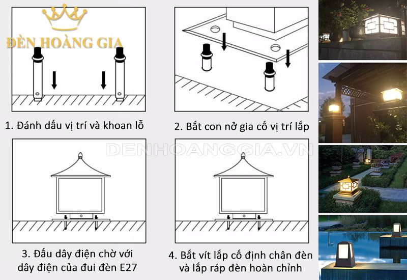Vị trí và cách lắp đèn trụ cổng ngoài trời từ A – Z