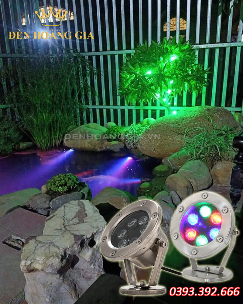 Ứng dụng hồ cá Koi sẽ trở nên ấn tượng hơn nhờ lắp đèn led âm nước chiếu điểm