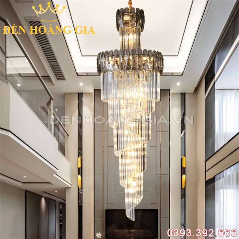 Đèn Led thả thông tầng Pha lê Black Rolux-DCTT88180BK