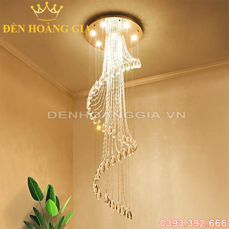 Đèn Led thả thông tầng Pha lê Rolux-DCTTPL6066