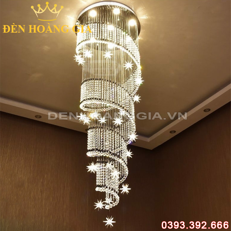 Đèn Led thả thông tầng Pha lê Rolux-DCTTPL6109