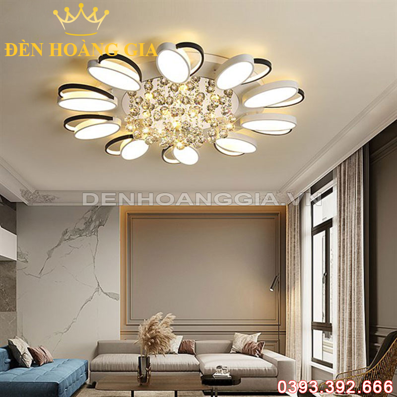 Đèn led mâm mica 10 cánh Rolux-MMC10C2055