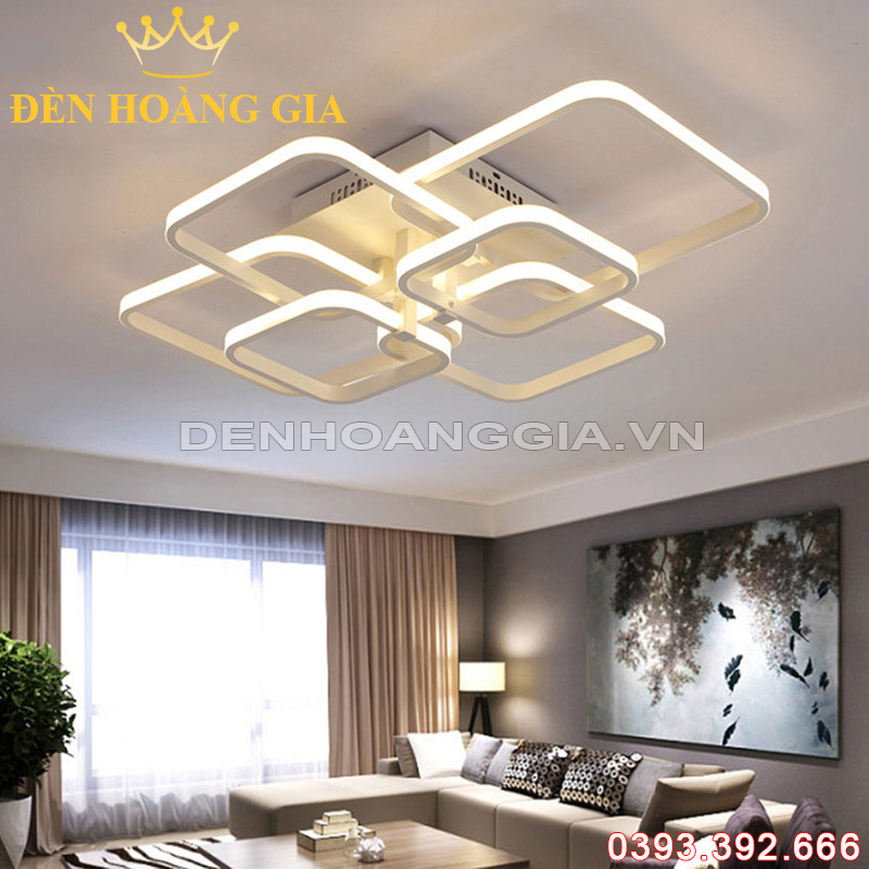 Đèn led mâm mica 6 vòng Vuông Rolux-MMC6V2015