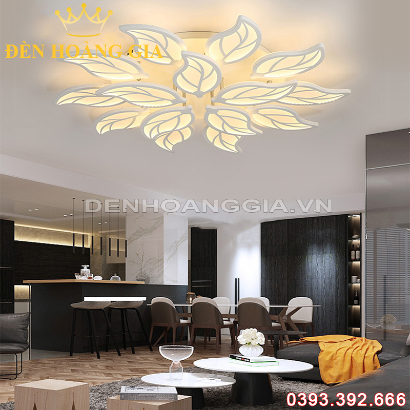 Đèn led mâm mica hiện đại 15 cánh Rolux-MMC15C2041