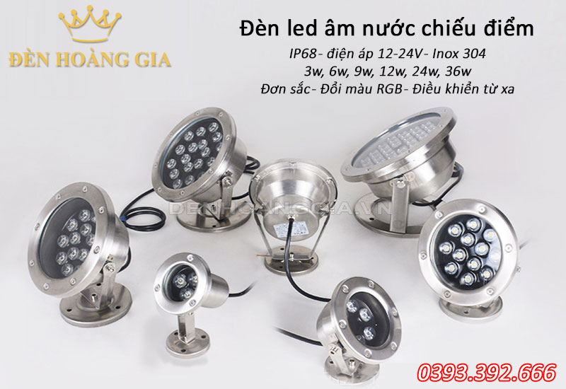 Các loại đèn led âm nước chiếu điểm