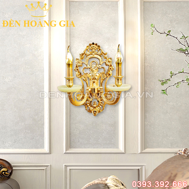 Đèn Led tường nến Mạ Vàng đôi Rolux-DTND2D9242