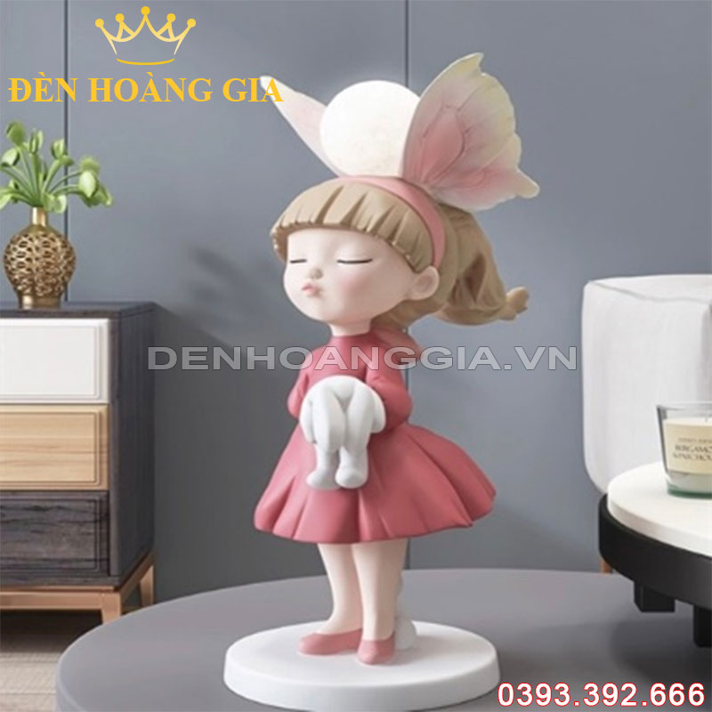 Đèn bàn Decor Búp bê Hồng Rolux-DBBBH