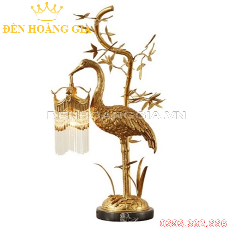 Đèn bàn Hạc cầm đồng Pha lê Rolux-DBYB8180-2 (Bộ)