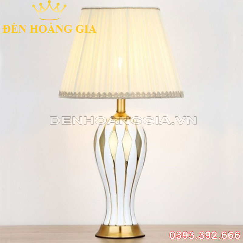 Đèn bàn trang trí hiện đại Gốm trắng Rolux-DB1939WH