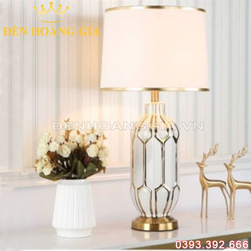 Đèn bàn trang trí hiện đại Gốm trắng Rolux-DB1975WH