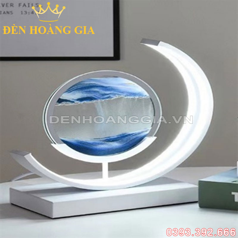 Đèn bàn trang trí Tranh cát 3D chuyển động màu Xanh Rolux-DB3DBL