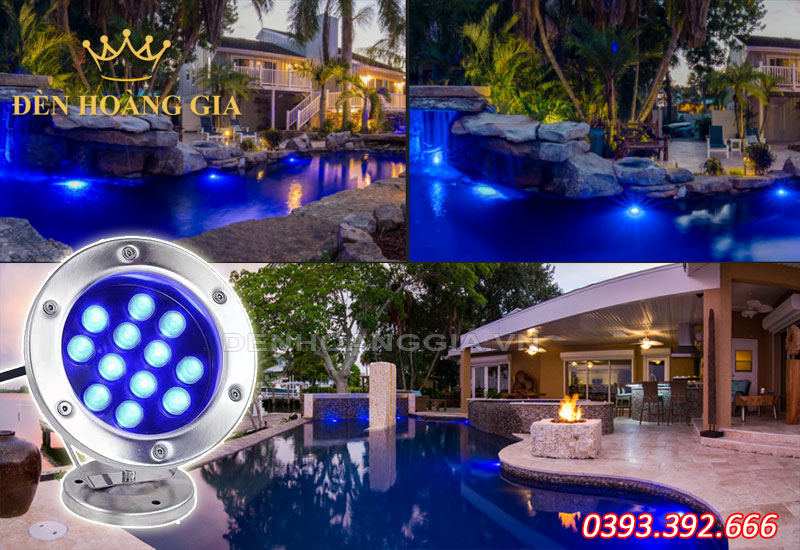 Đèn led âm nước màu xanh dương