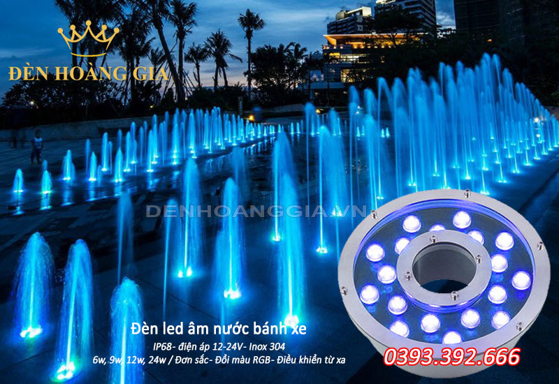 Đèn led âm nước màu xanh dương 12w