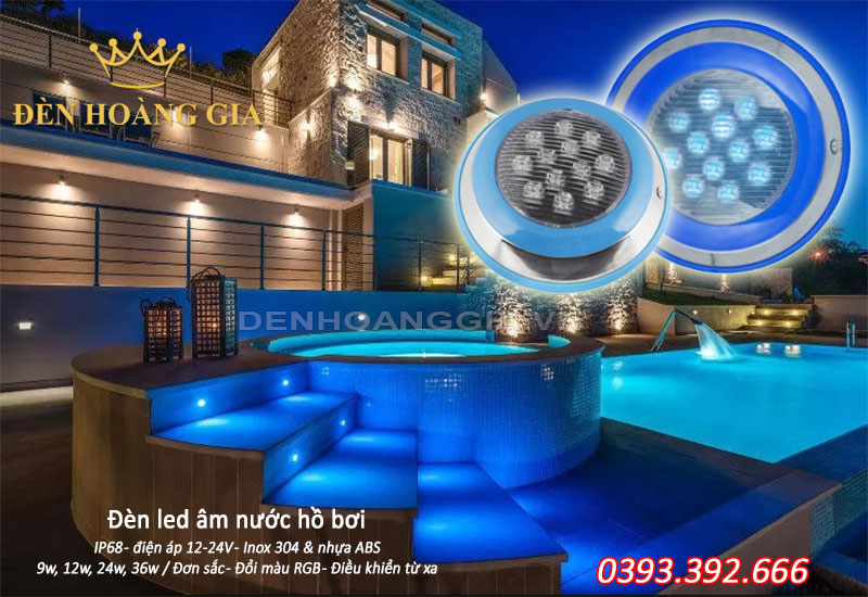 Đèn led âm nước hồ bơi