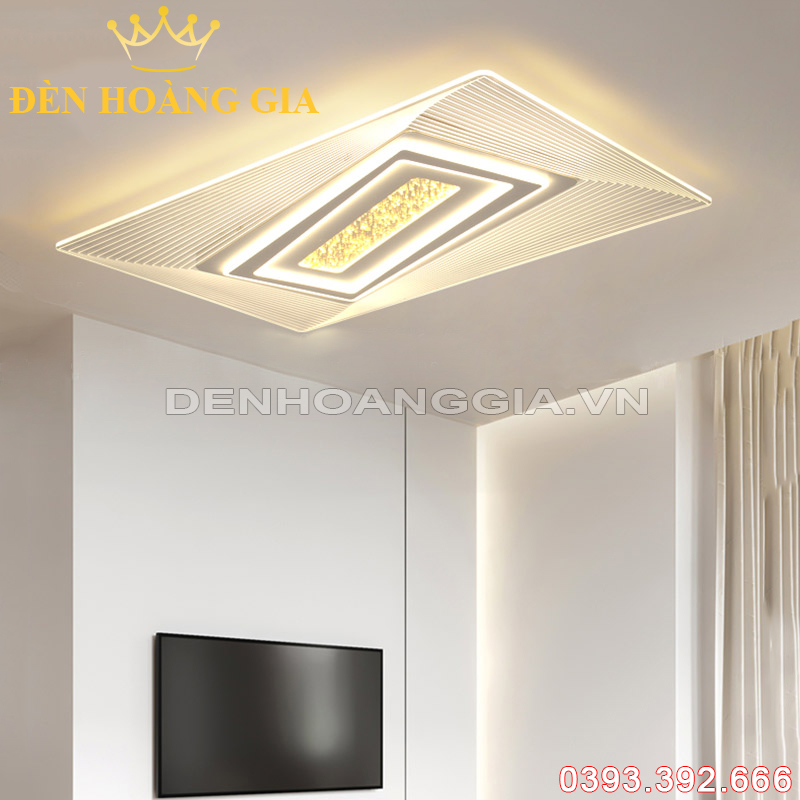 Đèn led mâm Chữ nhật 3D Rolux-DMOT3DB18