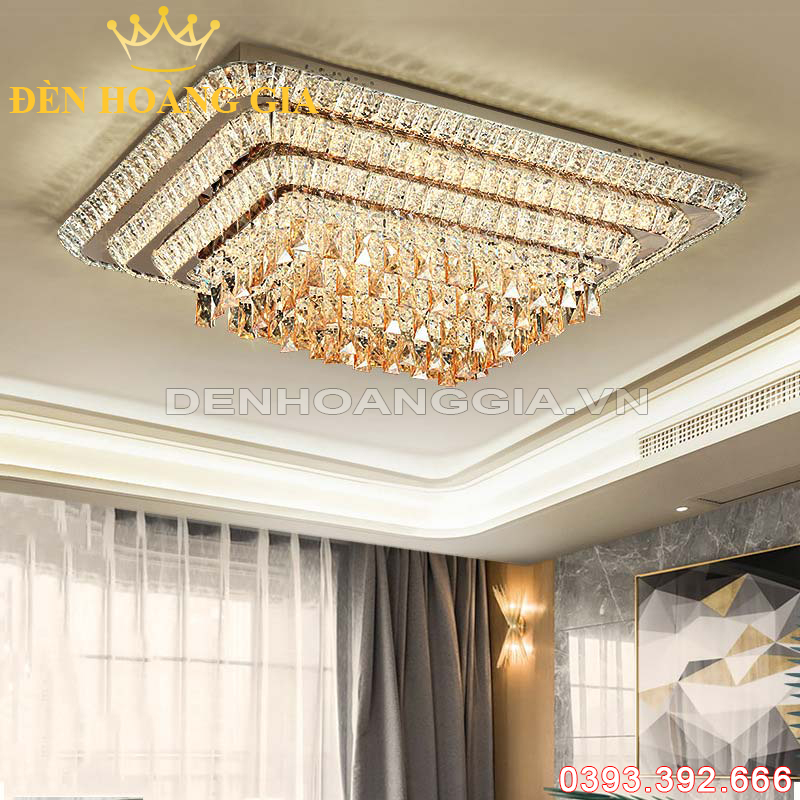 Đèn led mâm Chữ nhật pha lê Rolux-DMOTPL527
