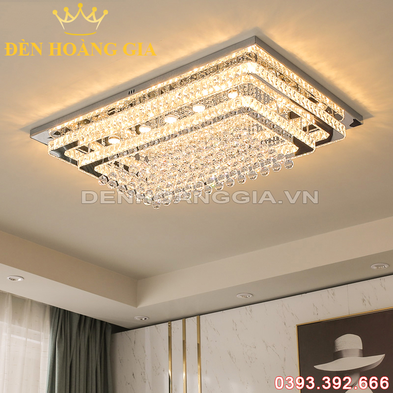 Đèn led mâm Chữ nhật pha lê Rolux-DMOTXP301200