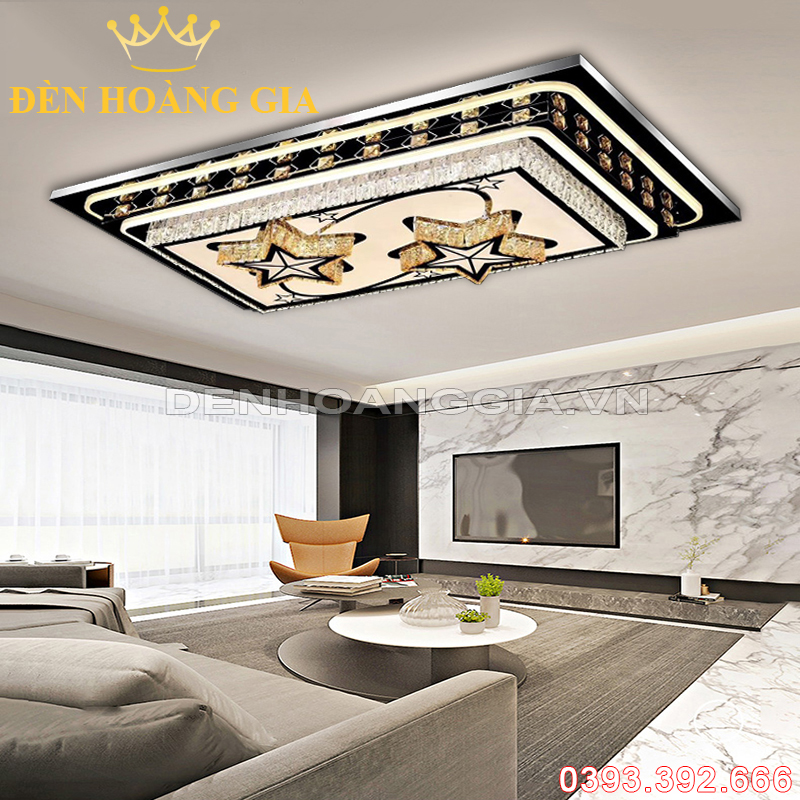 Đèn led mâm Chữ nhật Sao pha lê Rolux-DMOTS9334