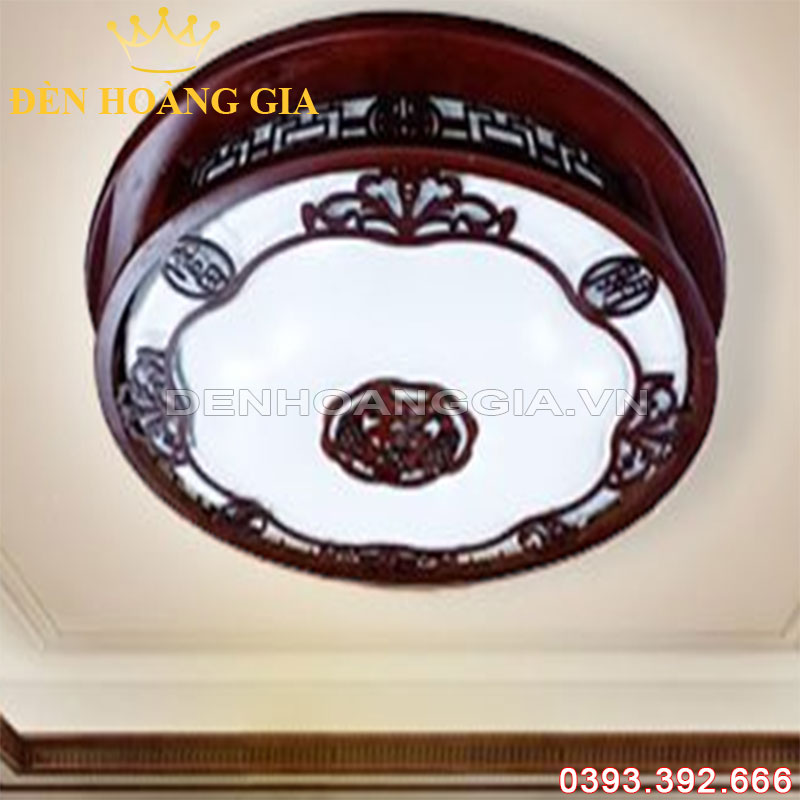 Đèn led mâm ốp trần gỗ Tròn Rolux-DMGXPGB18
