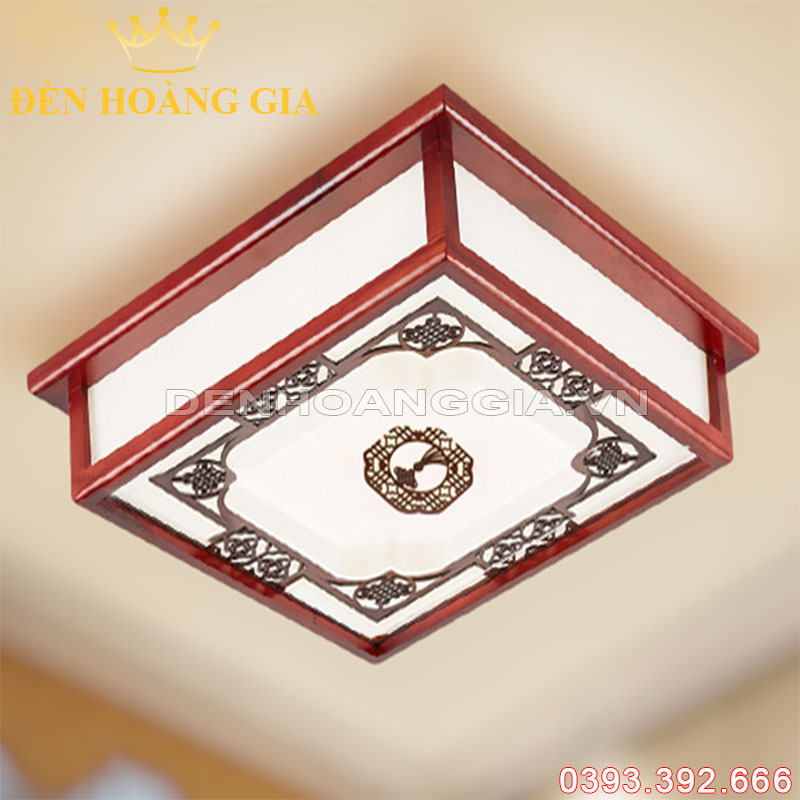 Đèn led mâm ốp trần gỗ Vuông Rolux-DMGMYL500