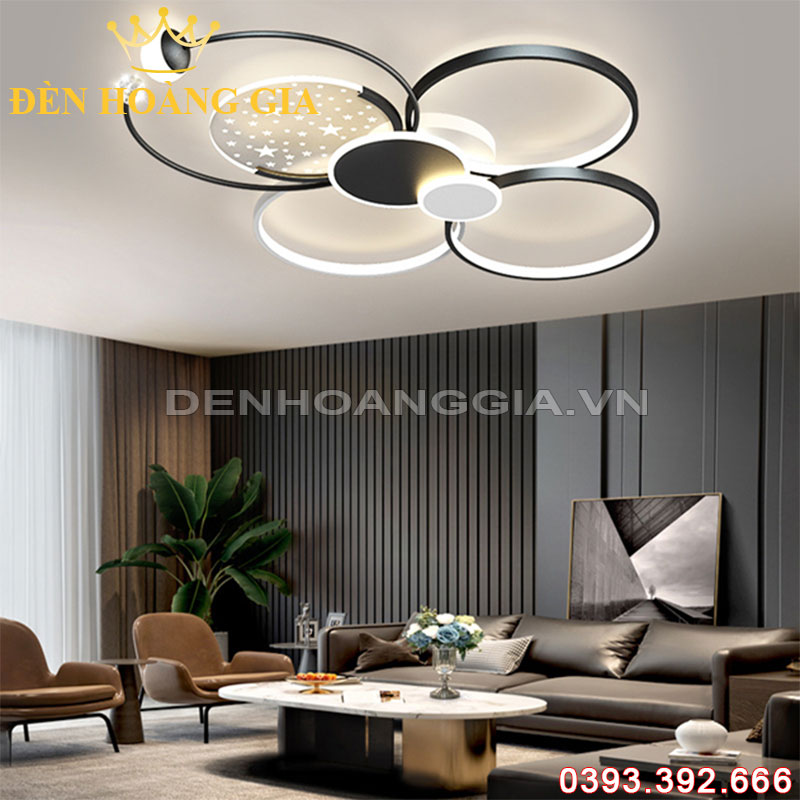 Đèn led mâm ốp trần Hiện đại 6 vòng tròn Rolux-DMOT6X1100