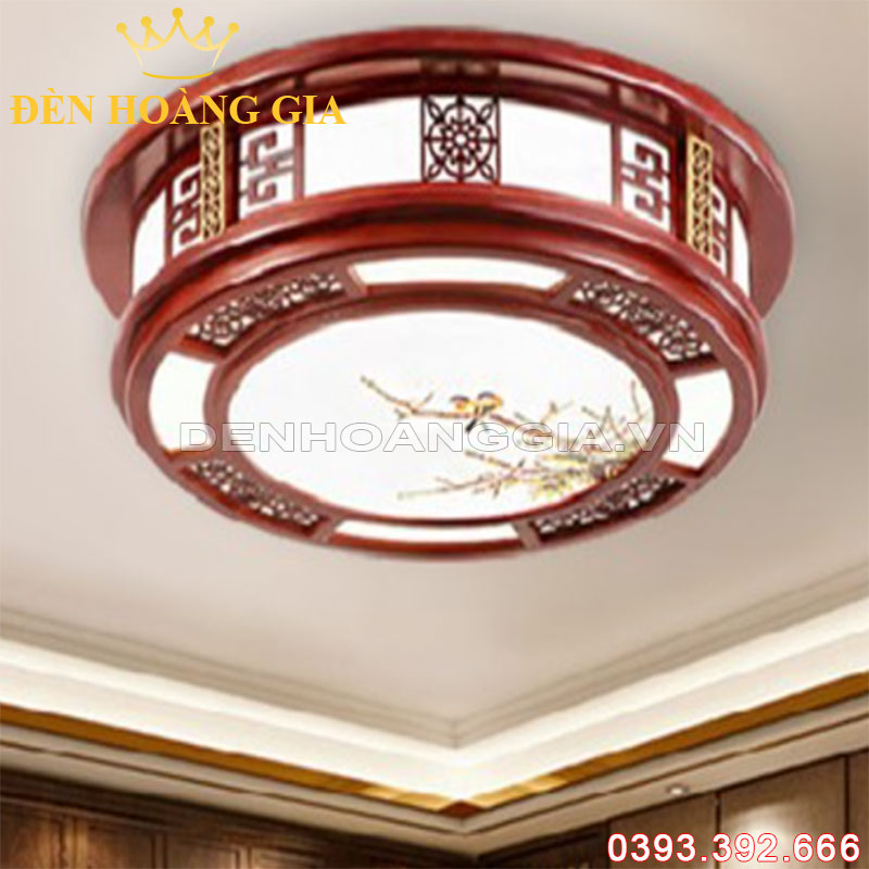 Đèn led mâm ốp trần Tròn gỗ Quế Lâm Rolux-DMGMYY002