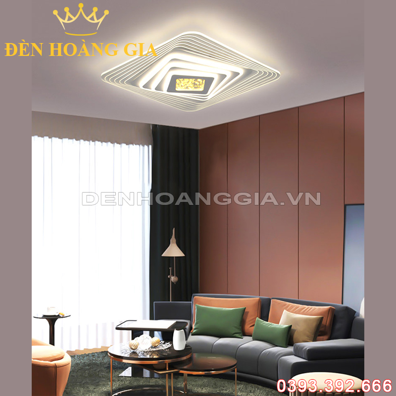 Đèn led mâm ốp trần Vuông 3D hiện đại Rolux-DMOTV3DB18500