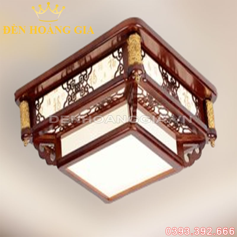 Đèn led mâm ốp trần Vuông gỗ Mộc San Rolux-DMGMYB550