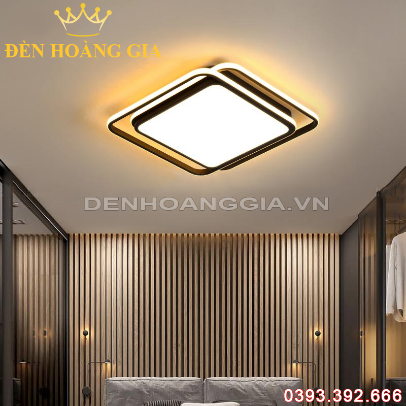 Đèn led mâm ốp trần Vuông Kép Rolux-DMOTVLM977