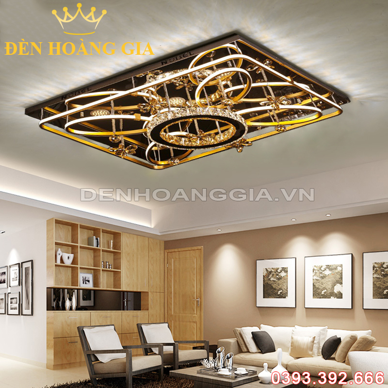 Đèn led mâm Pha lê Chữ nhật Rolux-DMOTY422A