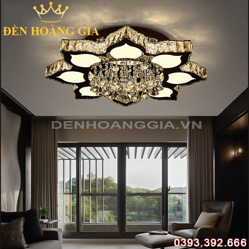 Đèn led mâm pha lê Hoa 8 cánh Rolux-DMPLHX796800