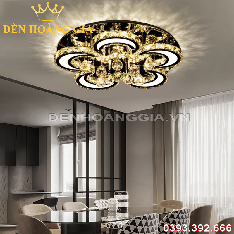 Đèn led mâm pha lê Tròn Rolux-DMPLTP177C5