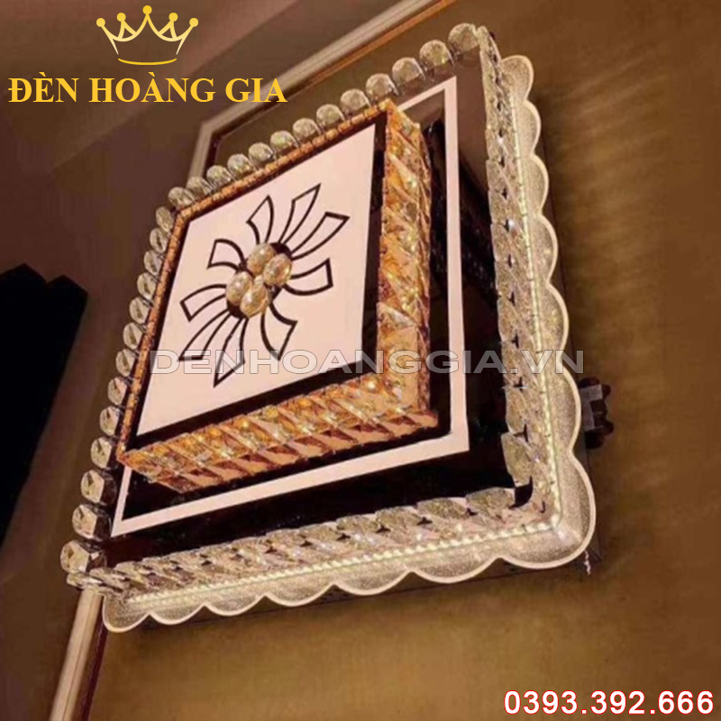 Đèn led mâm pha lê Vuông Rolux-DMPLV2032600