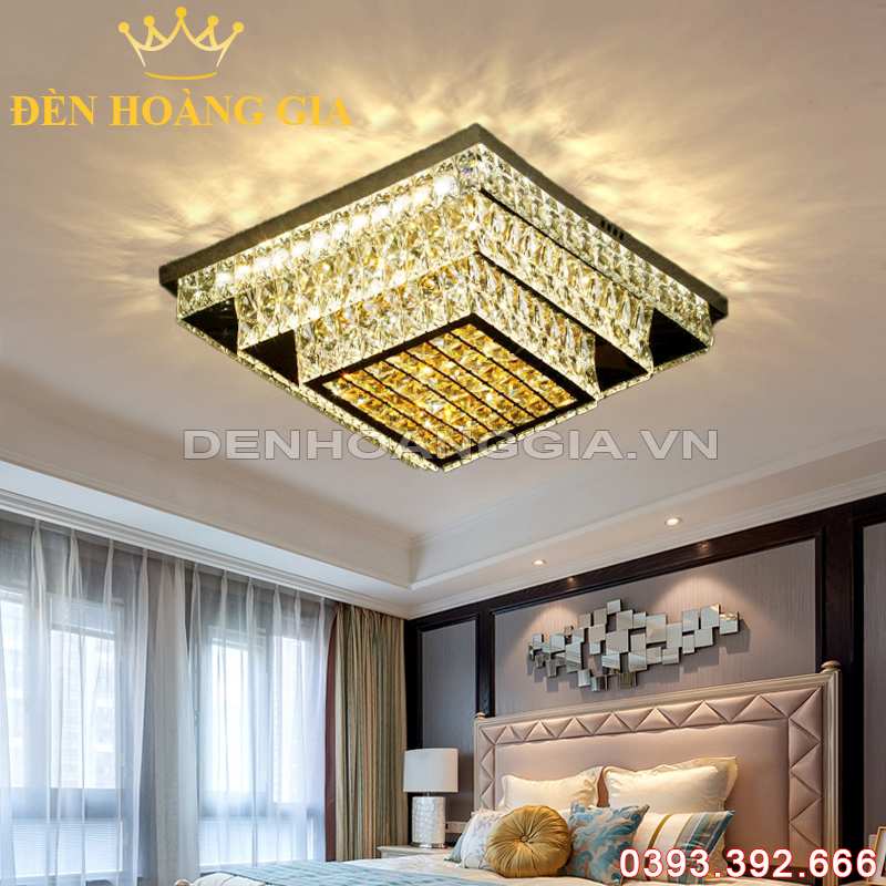 Đèn led mâm pha lê Vuông Rolux-DMPLV316B5