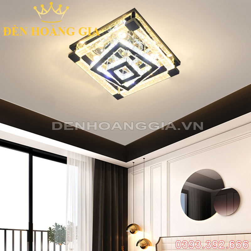 Đèn led mâm pha lê Vuông Rolux-DMPLV321B6