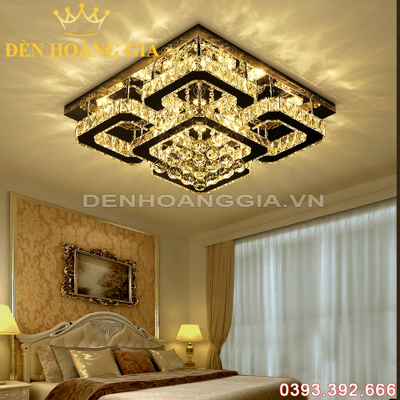 Đèn led mâm pha lê Vuông Rolux-DMPLV411B6