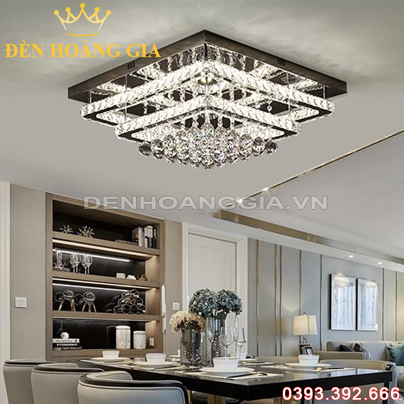 Đèn led mâm pha lê Vuông Rolux-DMPLV66186000