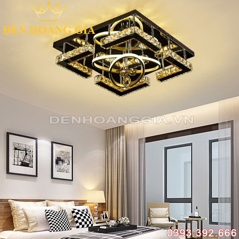 Đèn led mâm pha lê Vuông Rolux-DMPLVP295B5