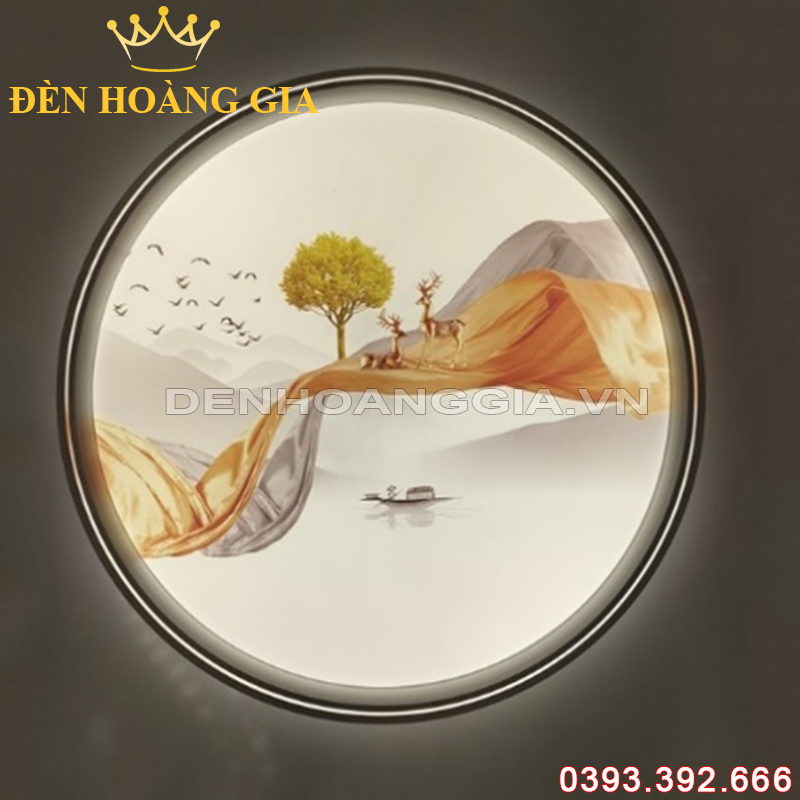 Đèn led ốp trần bức tranh đôi Hươu Rolux-DOT812500