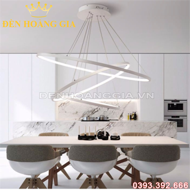 Đèn led thả hiện đại 3 vòng tròn Trắng Rolux-DLTDD005357WH 