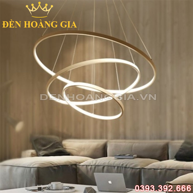 Đèn led thả hiện đại 3 vòng tròn Vàng Rolux-DLTDD005357YL