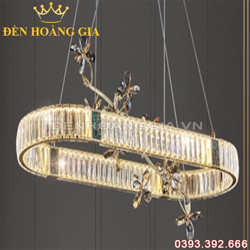 Đèn led thả Pha lê Luxury 1 vòng Elip Rolux-DLTPL1VLux8089