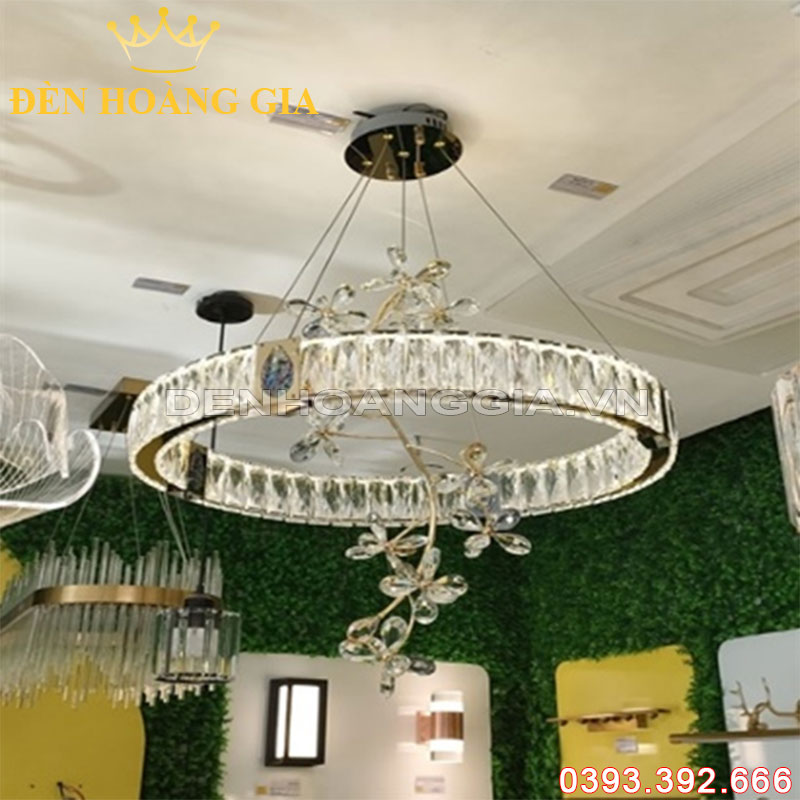 Đèn led thả Pha lê Luxury 1 vòng tròn Rolux-DLTPL1VTLux8089