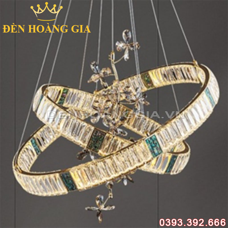 Đèn led thả Pha lê Luxury 2 vòng Elip Rolux-DLTPL2VLux8089