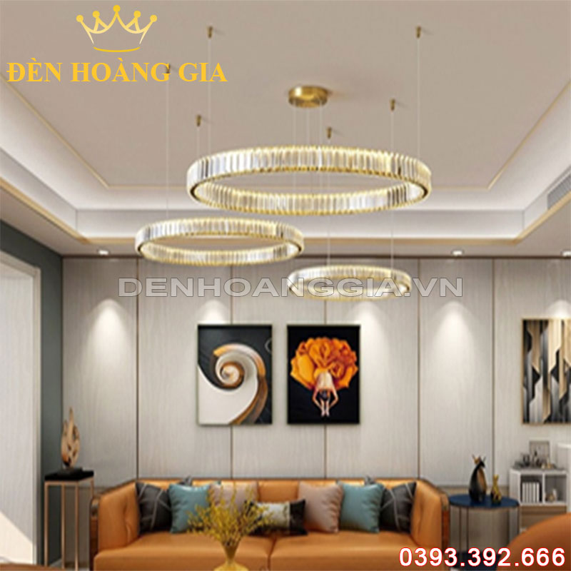 Đèn led thả Pha lê Luxury 3 vòng tròn Rolux-DLTPL3VTLux04